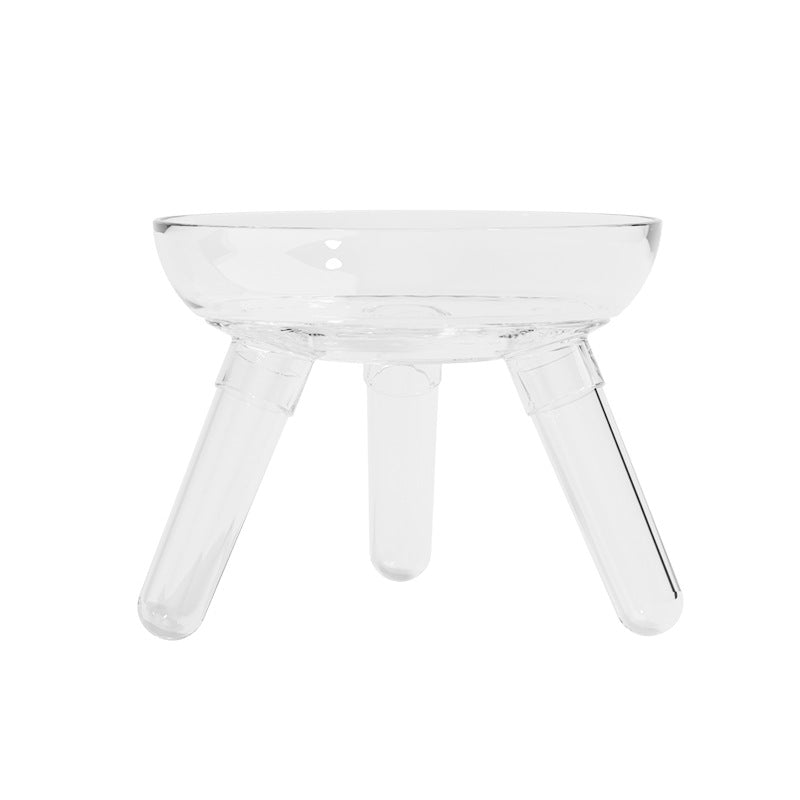 Pet Transparent Glass Anti Knock Feeding And Drinking Bowl