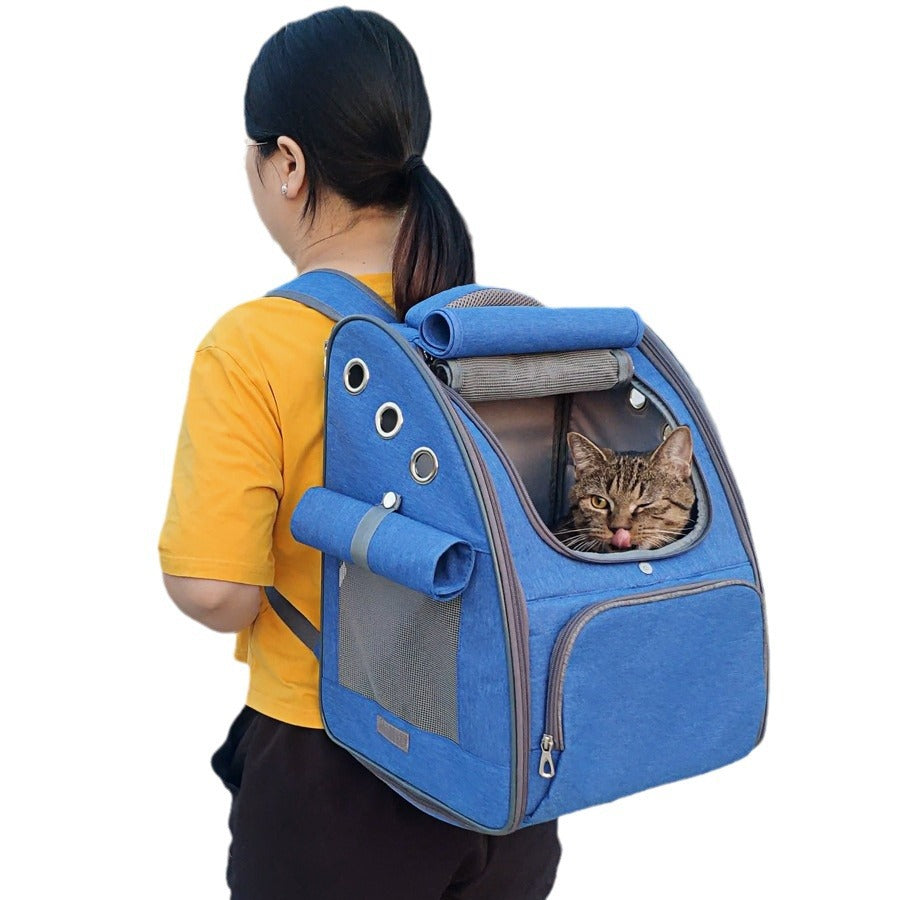 Foldable Breathable Pet Backpack Carrier Travel Bag