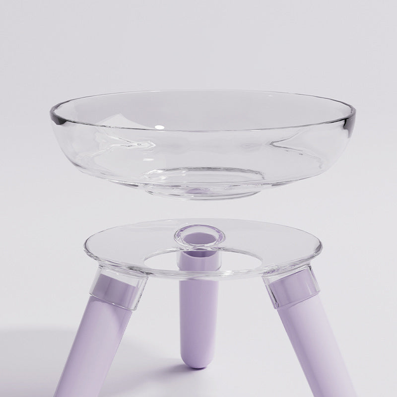 Pet Transparent Glass Anti Knock Feeding And Drinking Bowl