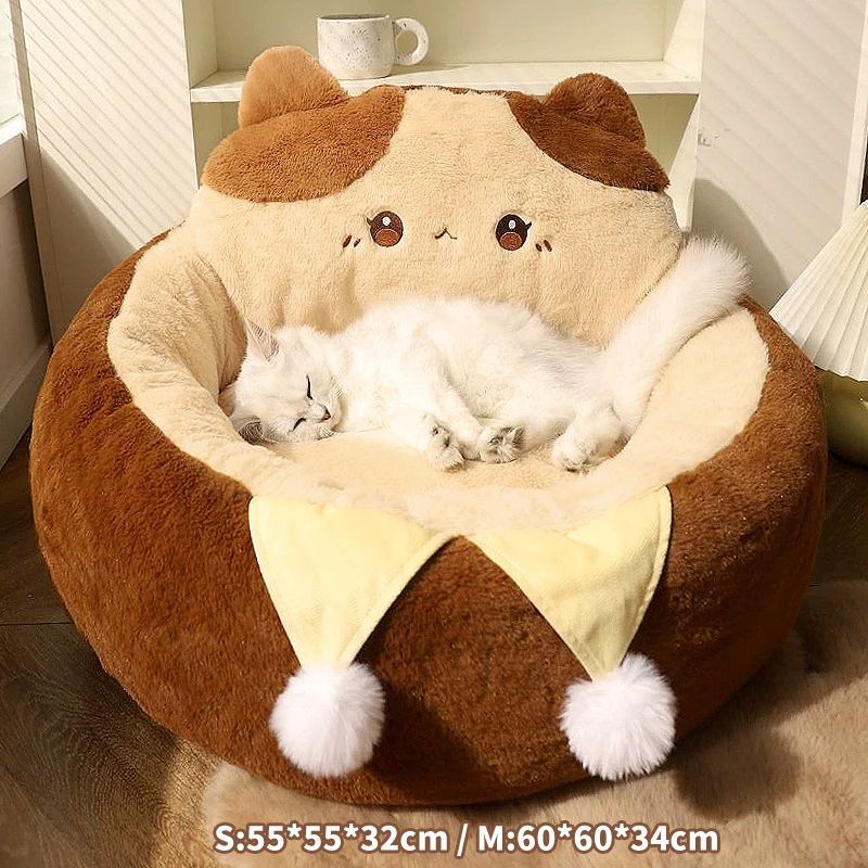 Pet Round Sofa Style Winter Warm Sleep Cushion Bed