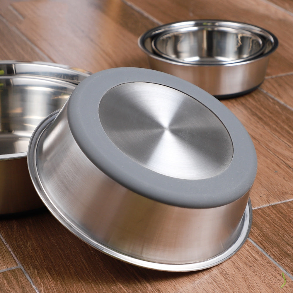 Pet Silicone Stainless Steel Feeding And Drinking Bowl