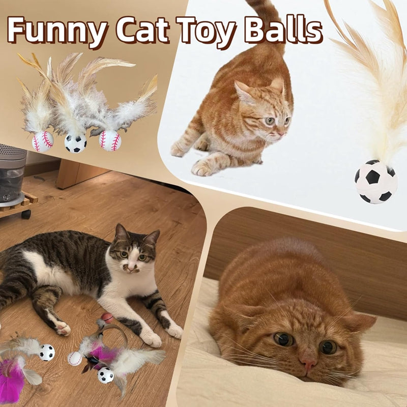 Self Entertainment Feather Bouncy Ball Interactive Pet Toy Supplies