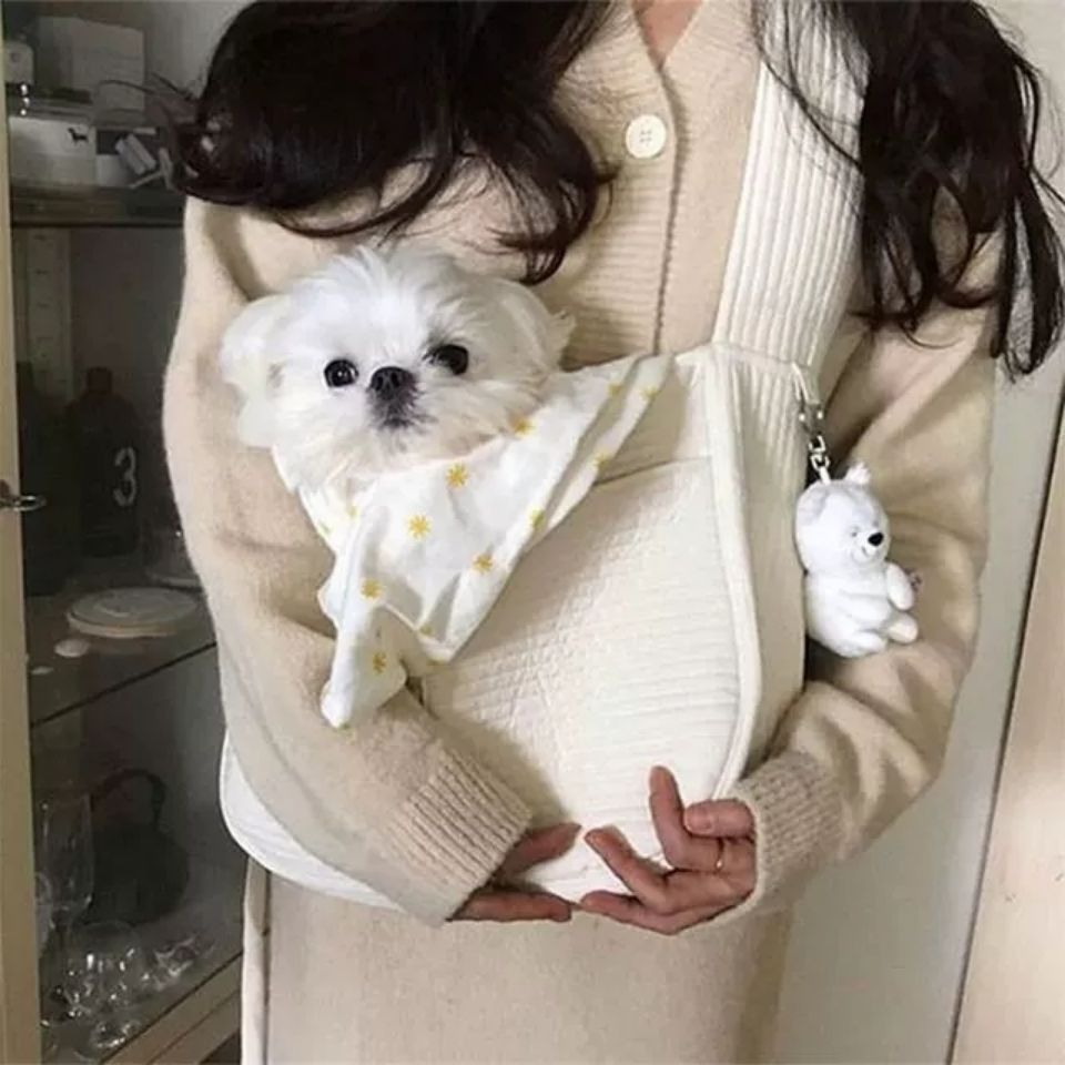 Breathable Canvas Pet Carrier Shoulder Tote Travel Bag