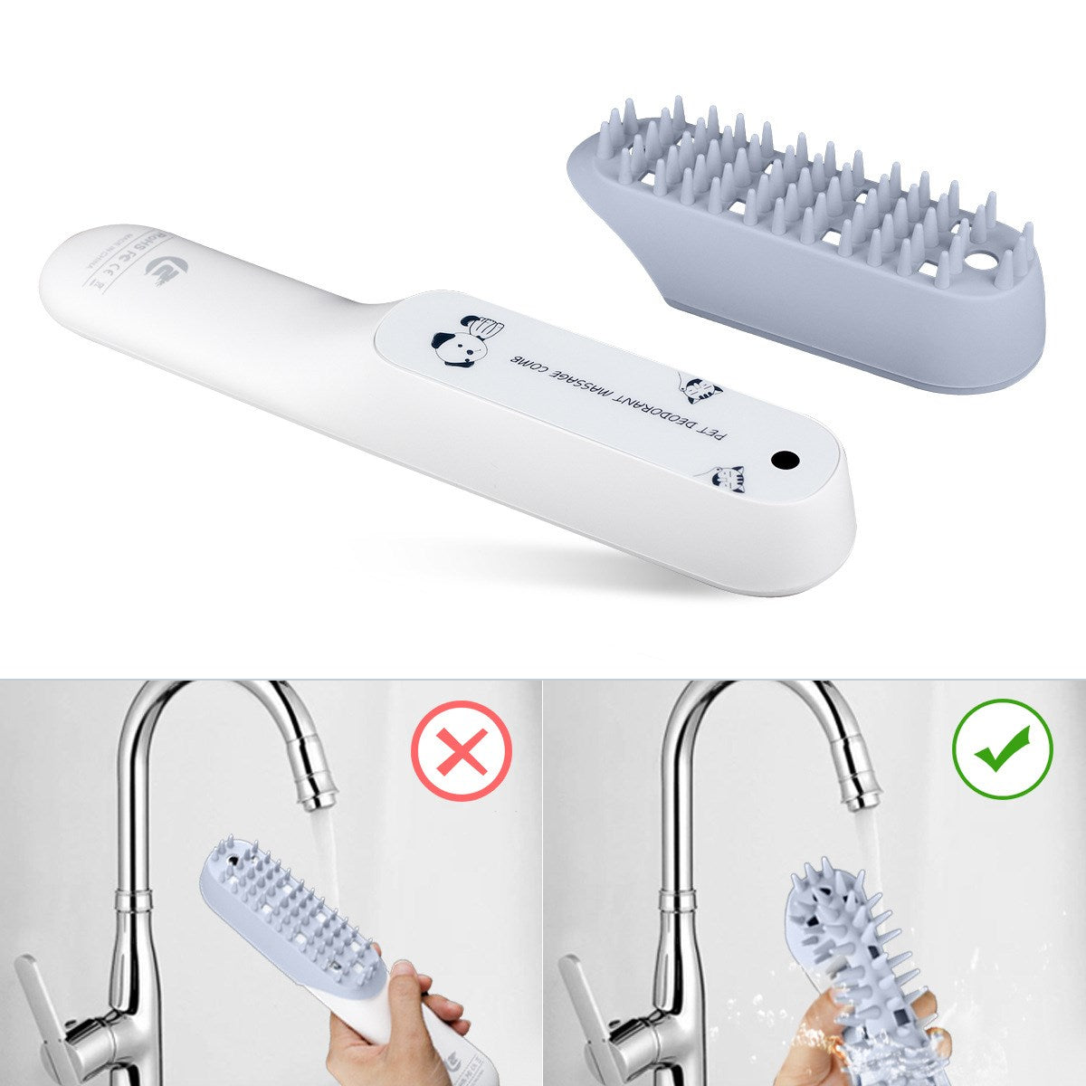 Pet Silicone Massage Grooming Comb Deodorizing Cleaning Brush
