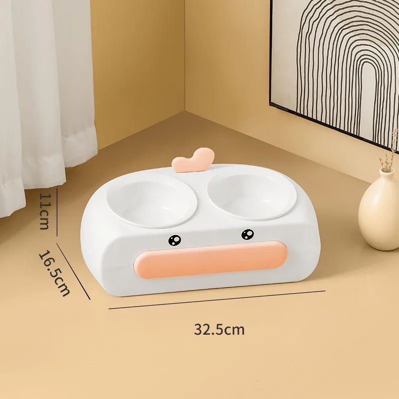 Pet Duck Design Double Bowl Feeding Tray Water Food Feeder