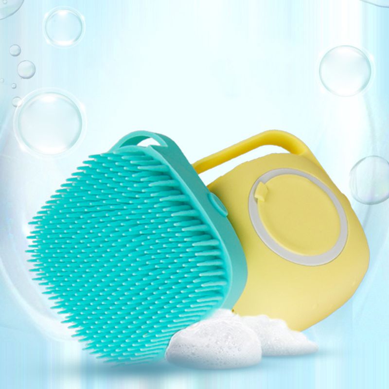 Silicone Bristle Shampoo Dispenser Grooming Bath Scrubber Pet Tool
