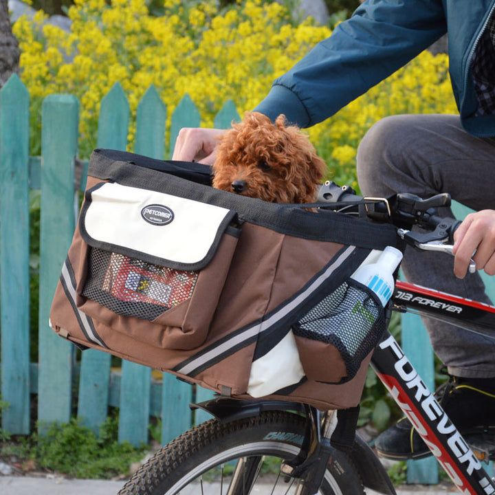 Removable Pet Bicycle Carrier Front Handlebar Basket Bag