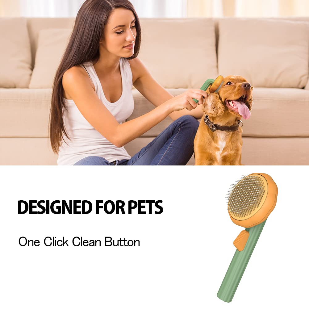 Pet Pumpkin Self Cleaning Slicker Grooming Brush Tool