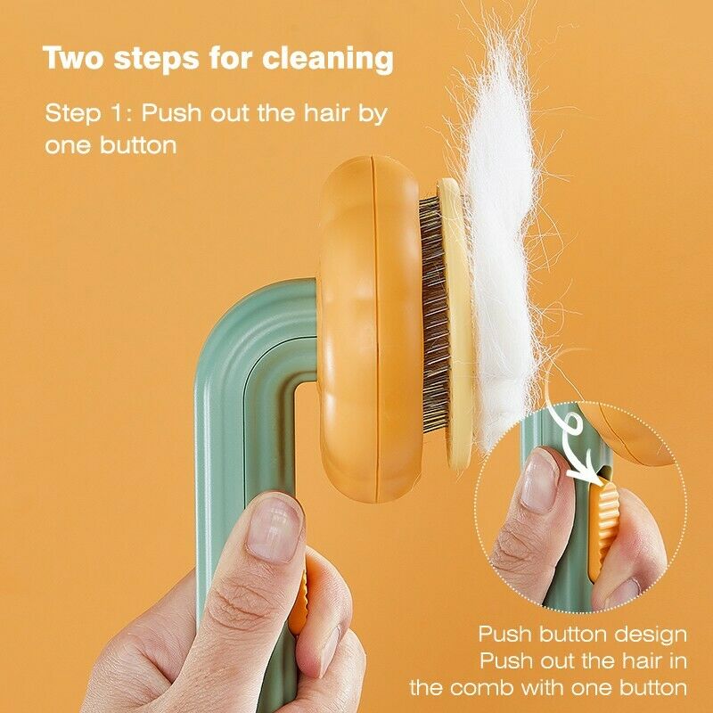 Pet Pumpkin Self Cleaning Slicker Grooming Brush Tool