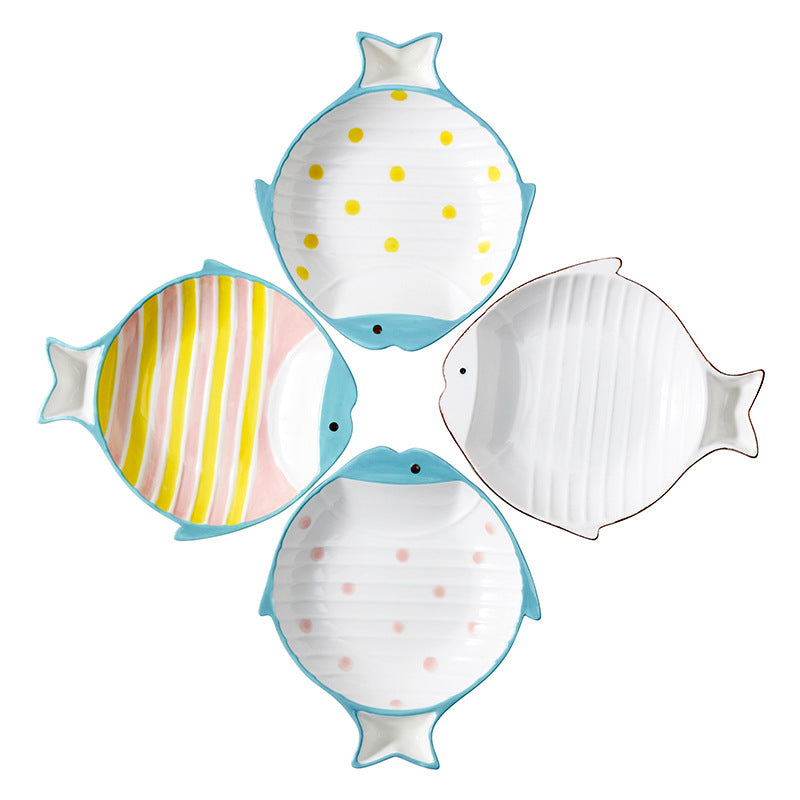 Fish Shaped Ceramic Feeding Bowl Pet Dish