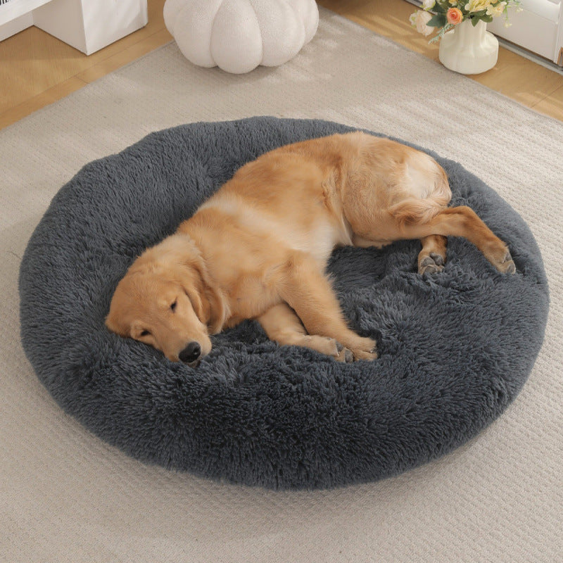 Plush Round Pet Bed Warm Sleeping Mat Cushion