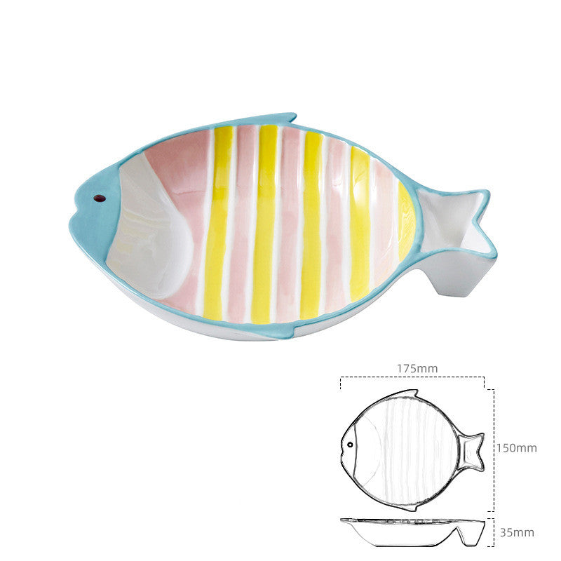 Fish Shaped Ceramic Feeding Bowl Pet Dish