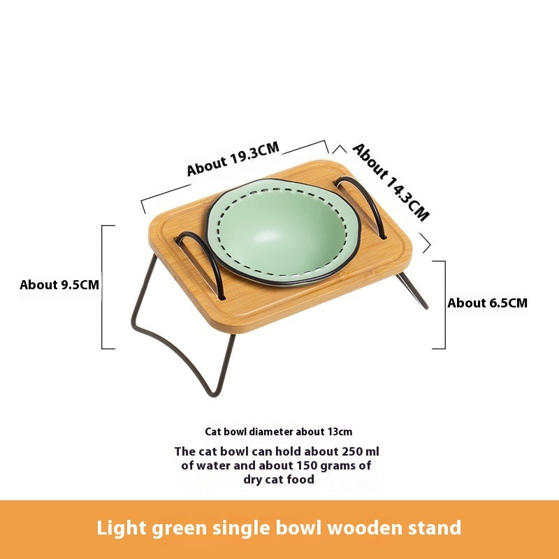 Multi Functional Wooden Pet Bowl Rack Ceramic Feeding Station