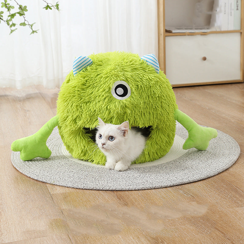Pet Calming Fluffy Round Bed Machine Washable Non Slip