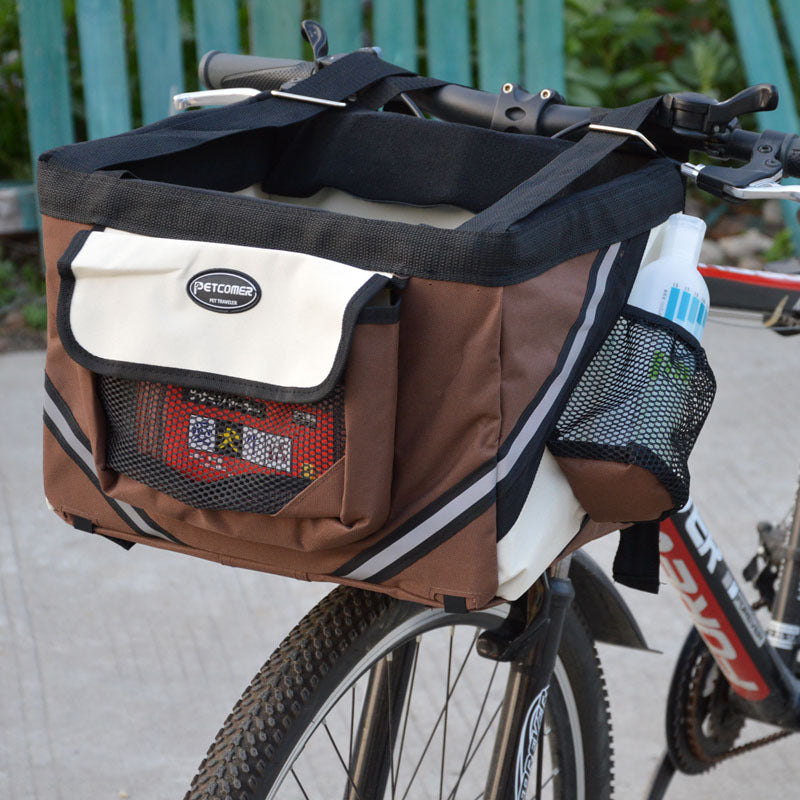 Removable Pet Bicycle Carrier Front Handlebar Basket Bag