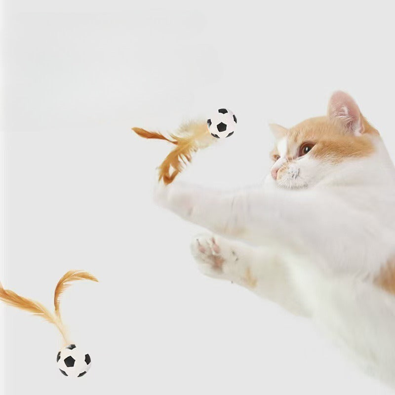 Self Entertainment Feather Bouncy Ball Interactive Pet Toy Supplies