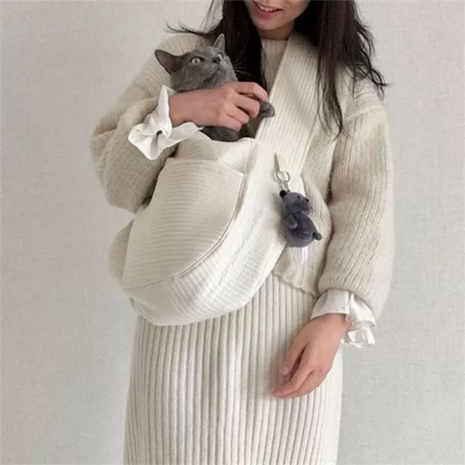 Breathable Canvas Pet Carrier Shoulder Tote Travel Bag