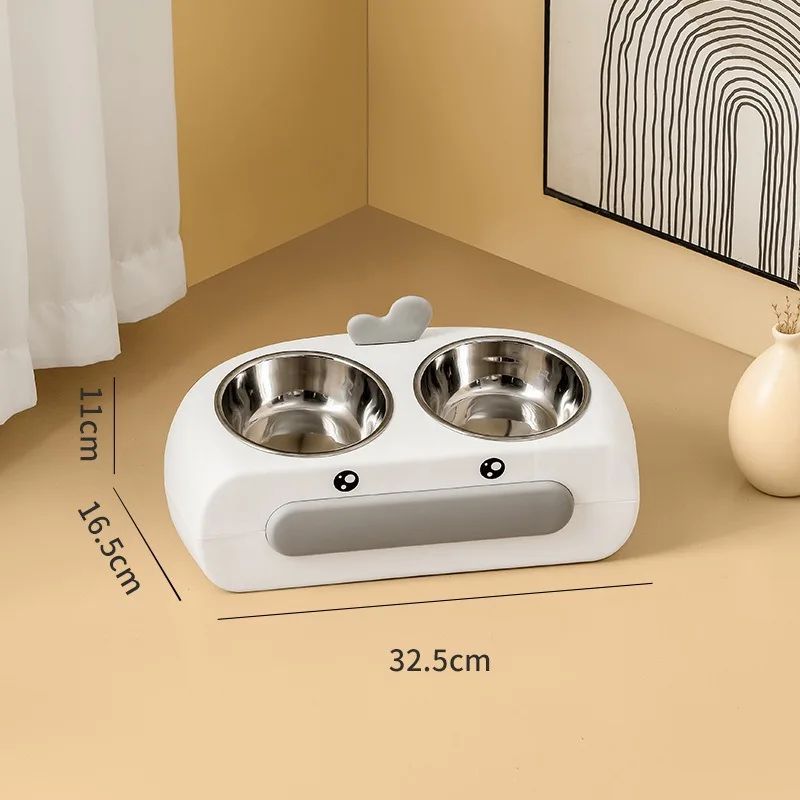 Pet Duck Design Double Bowl Feeding Tray Water Food Feeder