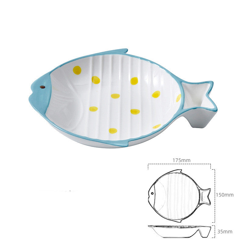 Fish Shaped Ceramic Feeding Bowl Pet Dish