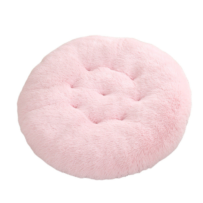Plush Round Pet Bed Warm Sleeping Mat Cushion