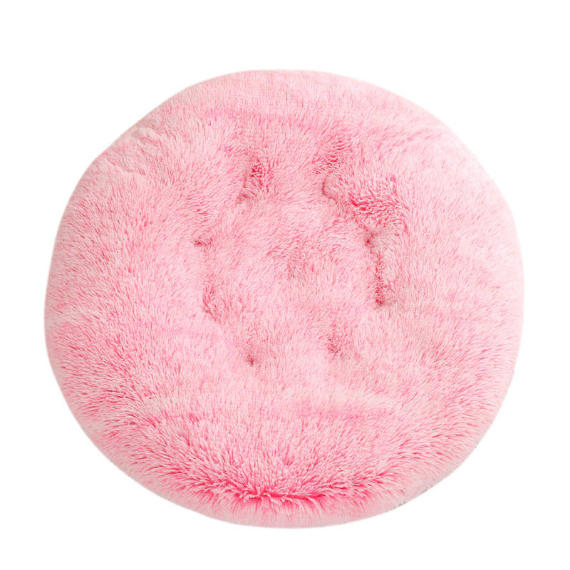 Plush Round Pet Bed Warm Sleeping Mat Cushion