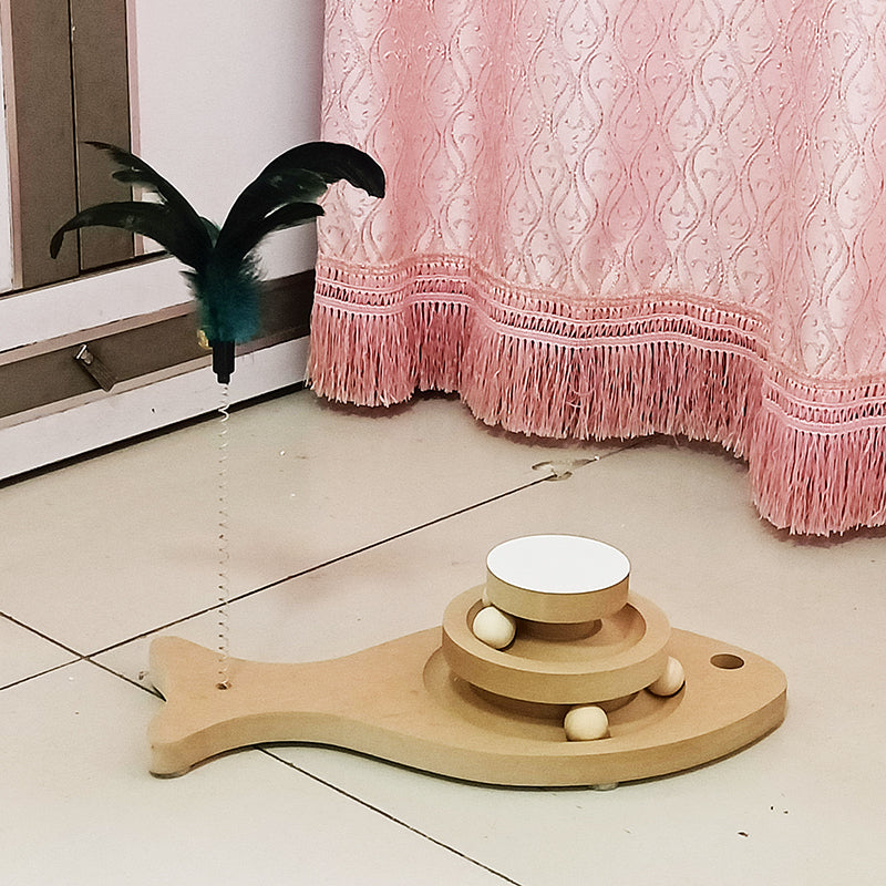 Solid Wood Turntable Bite Resistant Interactive Pet Toy Supplies