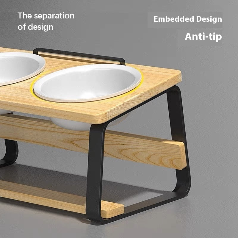 Ceramic Double Pet Bowl Elevated Feeding Water Station