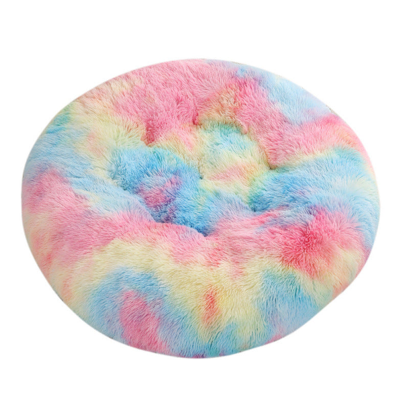 Plush Round Pet Bed Warm Sleeping Mat Cushion