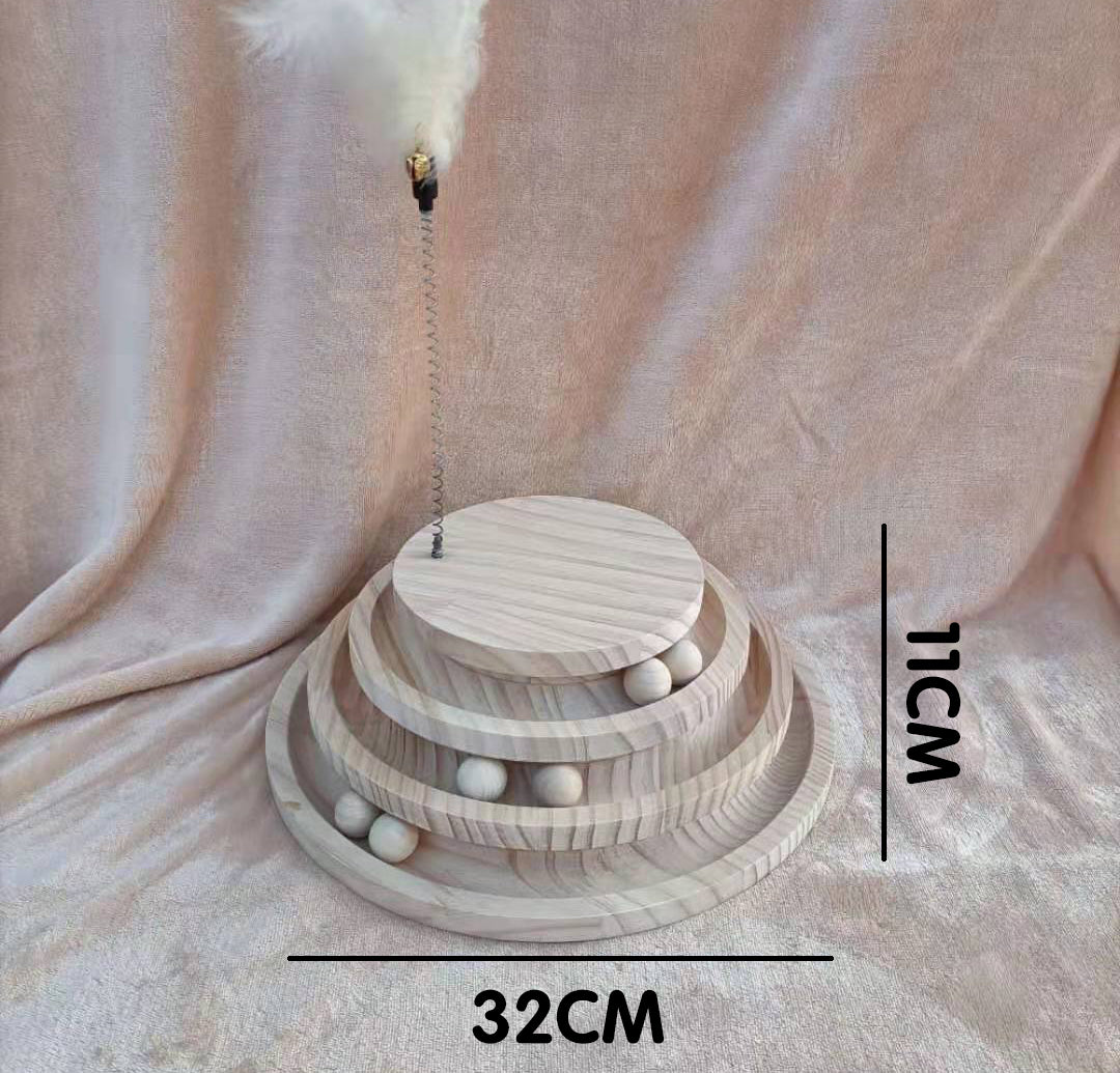 Solid Wood Turntable Bite Resistant Interactive Pet Toy Supplies