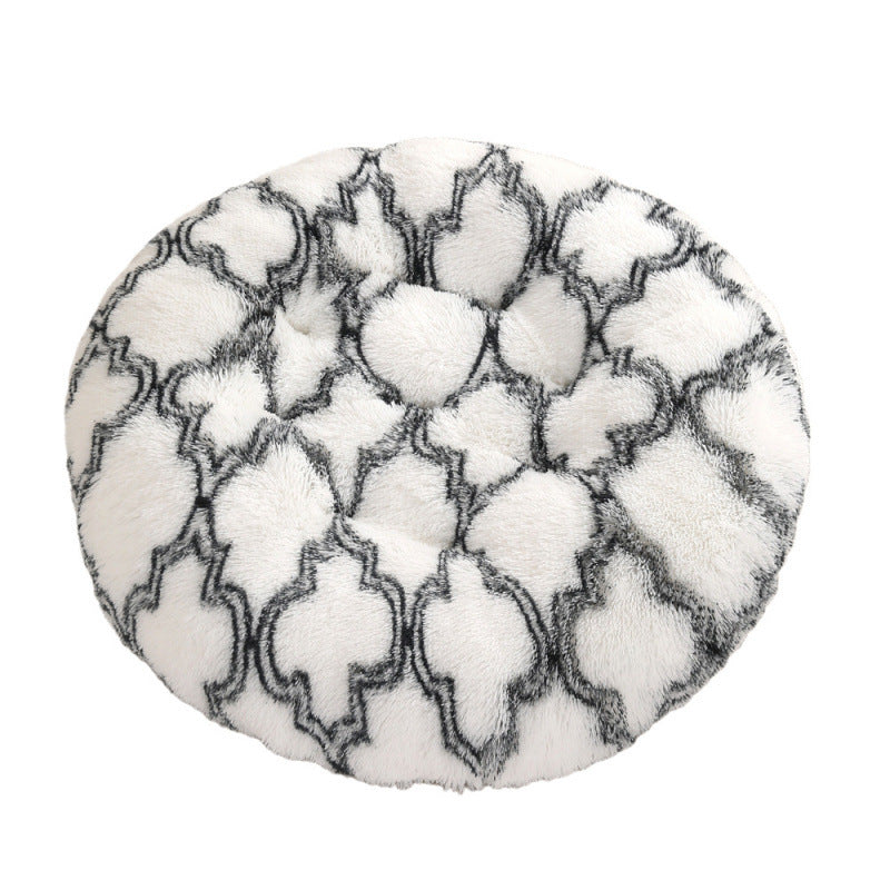 Plush Round Pet Bed Warm Sleeping Mat Cushion
