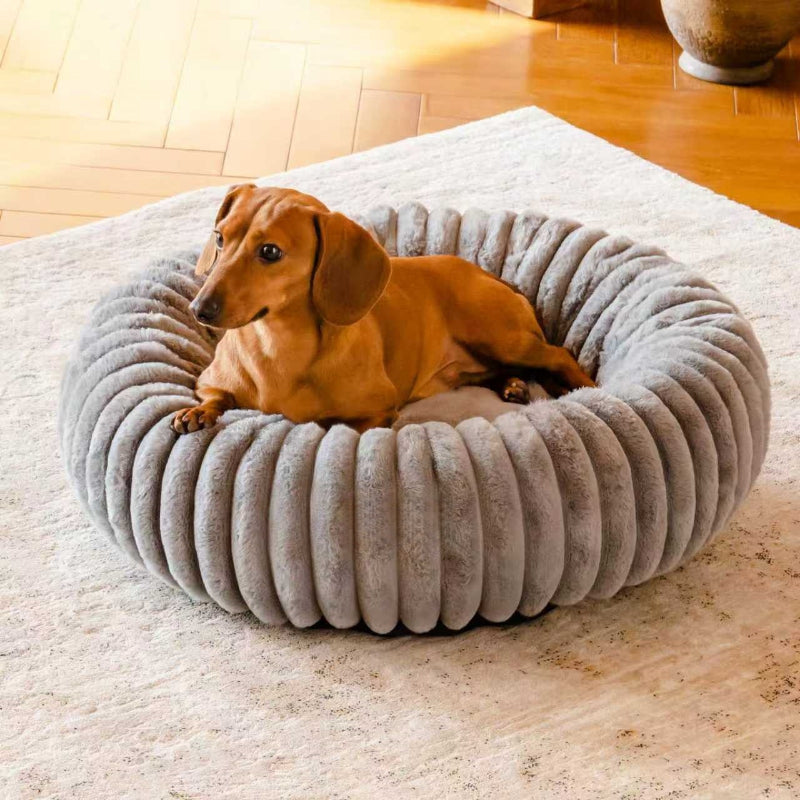 Plush Round Pet Bed Warm Winter Rabbit Fur Mat