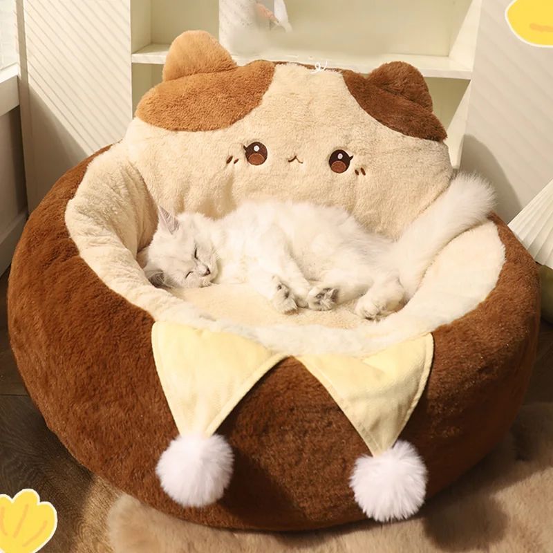 Pet Round Sofa Style Winter Warm Sleep Cushion Bed