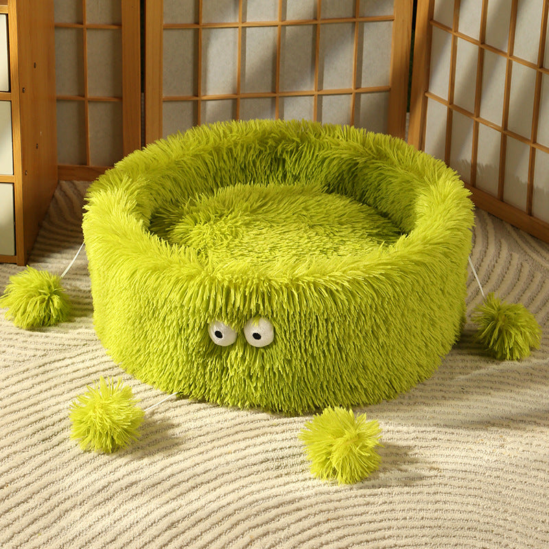 Pet Cute Monster Style Winter Warm Round Nest Bed