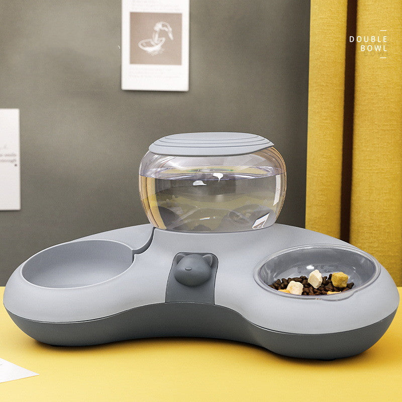 Pet Crescent Automatic Feeding And Drinking Double Bowl