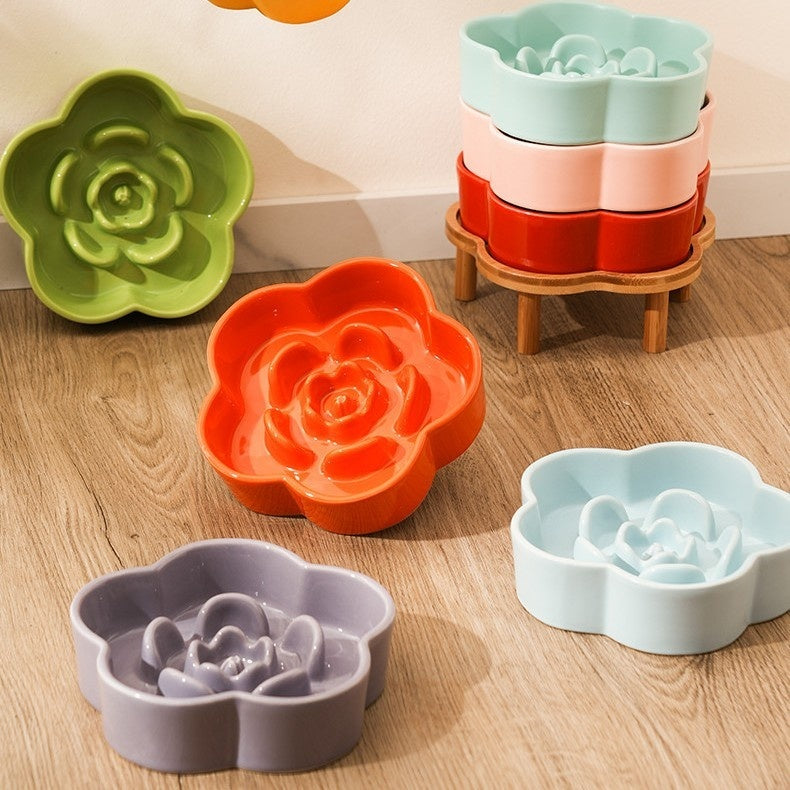 Ceramic Pet Slow Feeding Bowl Anti Gulp Design