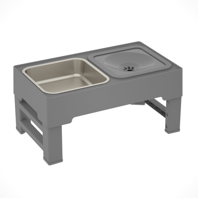 Adjustable Height Stainless Double Bowl Elevated Pet Feeder