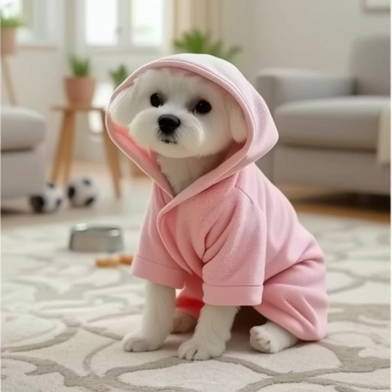 Soft Thickened Coral Fleece Wearable Pet Bathrobe