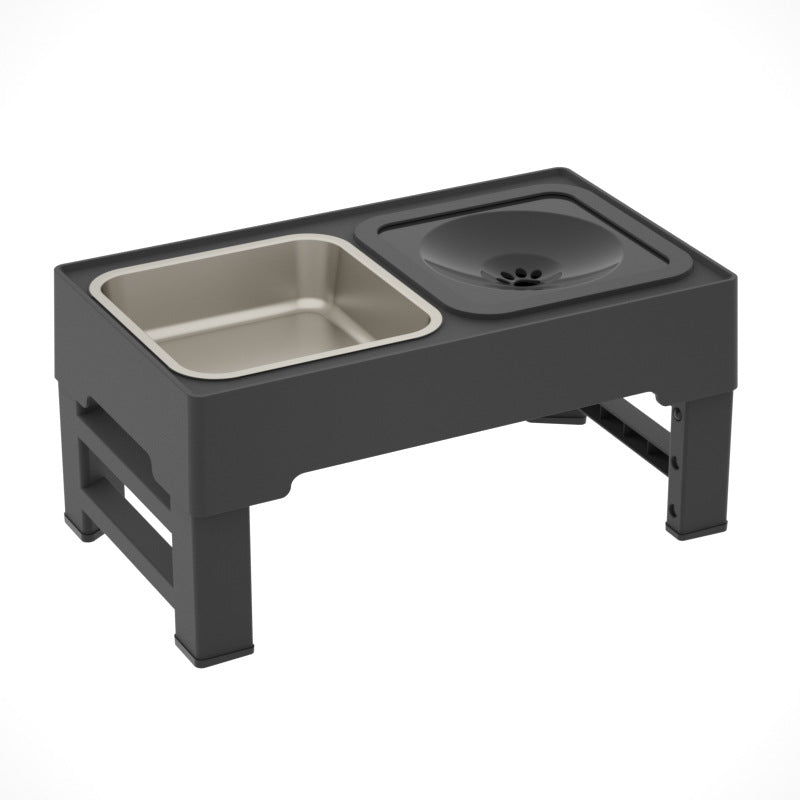 Adjustable Height Stainless Double Bowl Elevated Pet Feeder