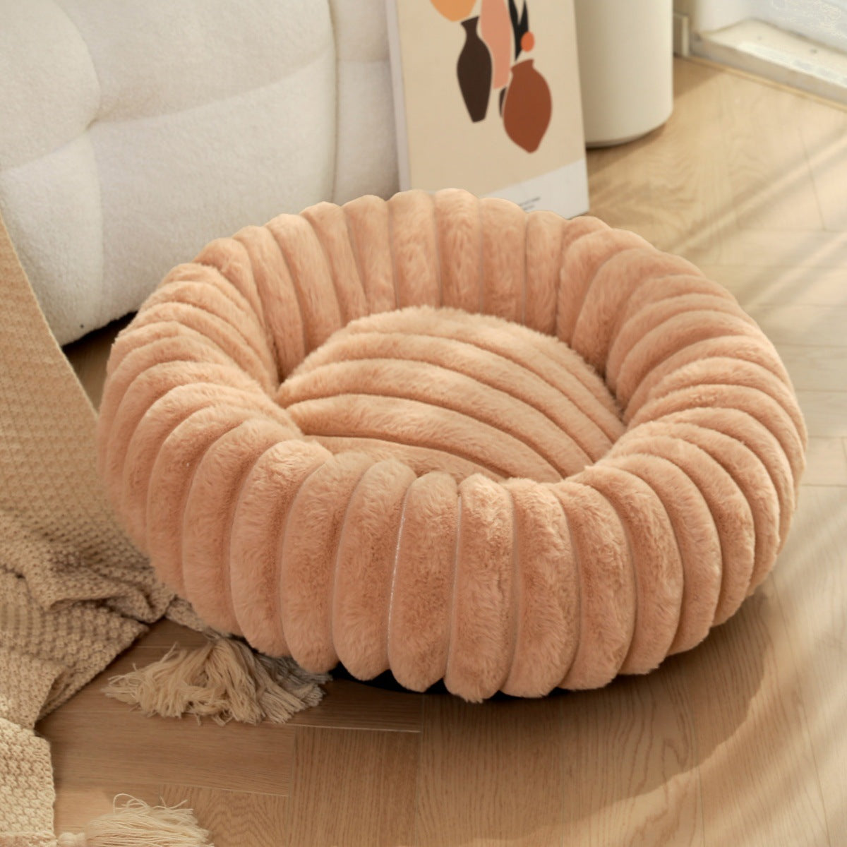 Pet Plush Round Winter Warm Nest Bed Kennel