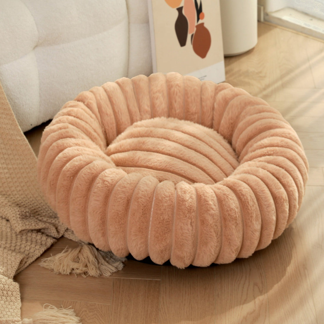 Pet Plush Round Winter Warm Nest Bed Kennel