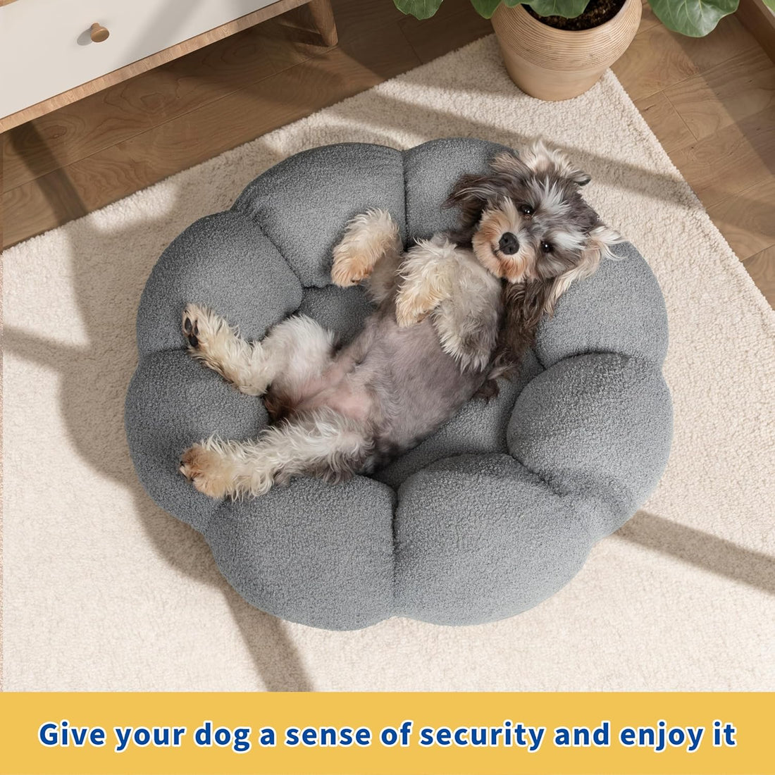 Pet Calming Plush Donut Bed Non Slip Washable