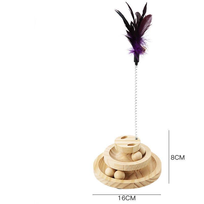 Solid Wood Turntable Bite Resistant Interactive Pet Toy Supplies
