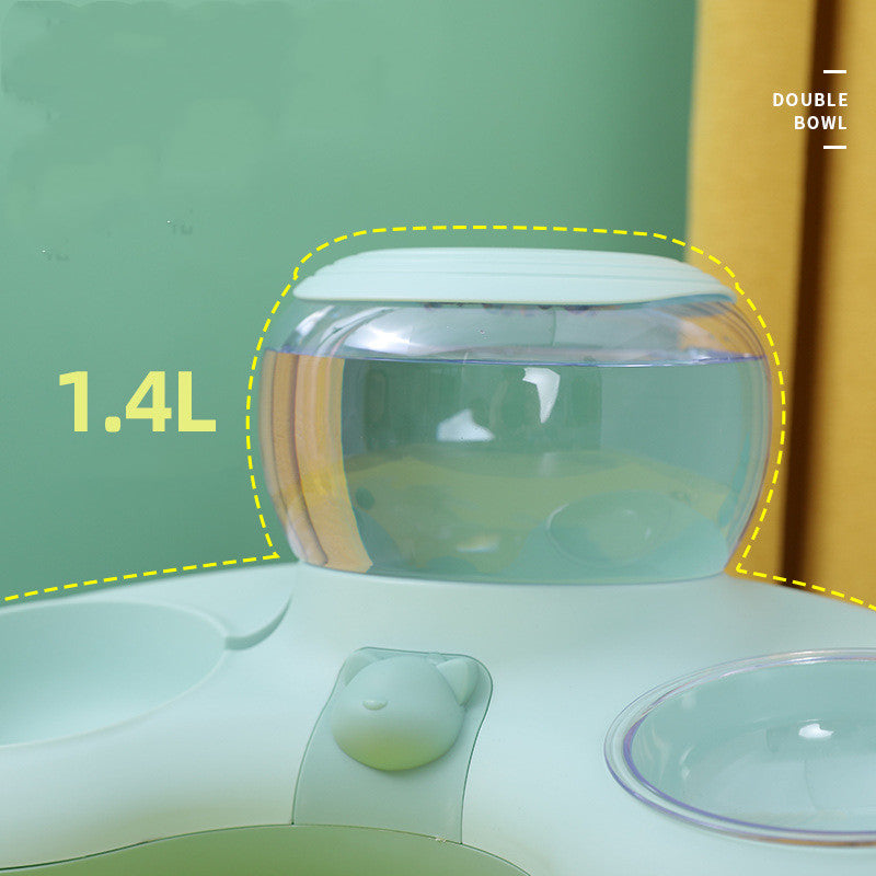Pet Crescent Automatic Feeding And Drinking Double Bowl
