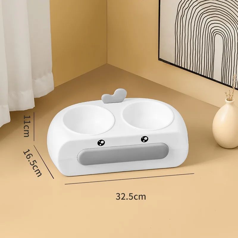 Pet Duck Design Double Bowl Feeding Tray Water Food Feeder