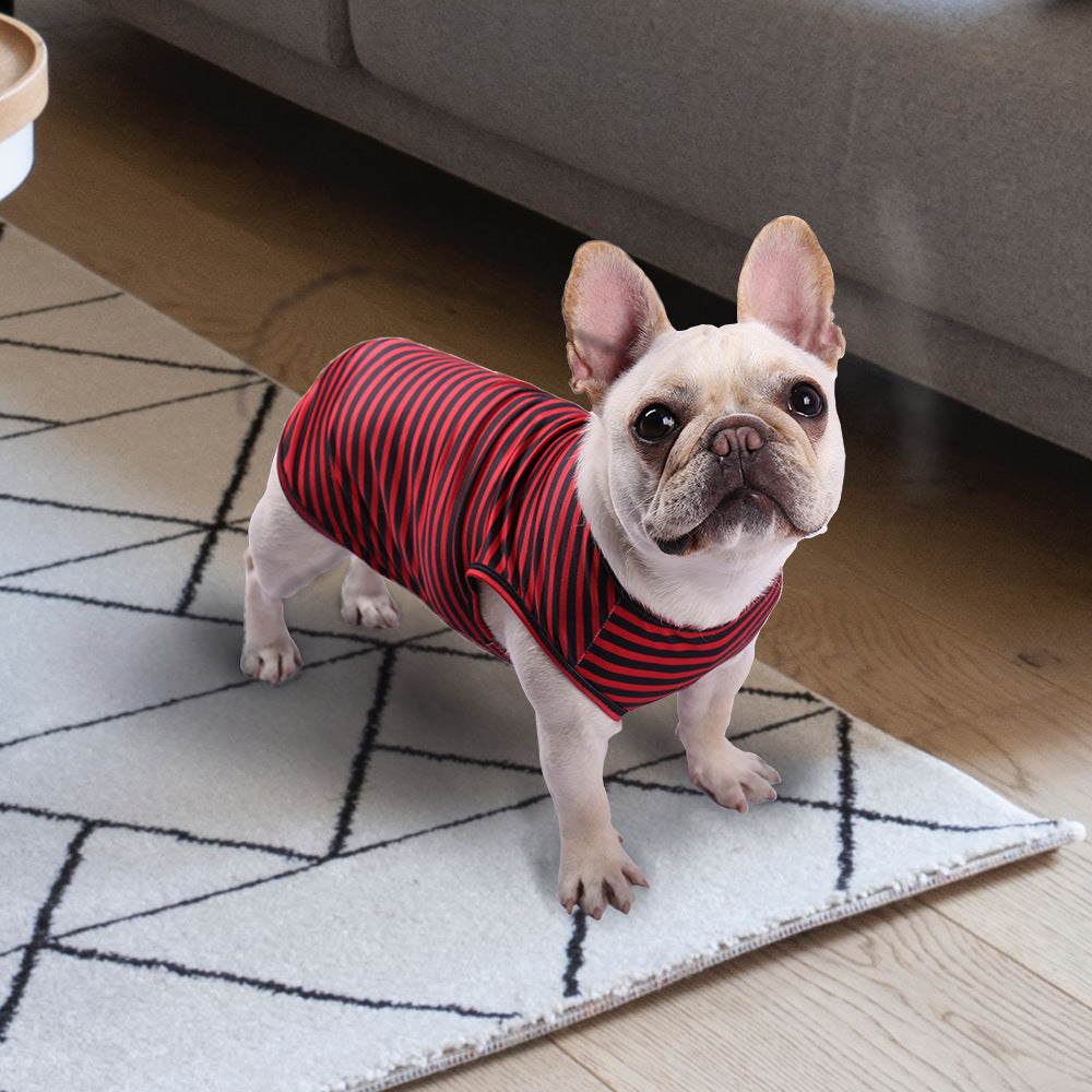 Striped Crew Neck Tank Top Pet Apparel