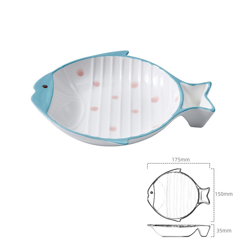 Fish Shaped Ceramic Feeding Bowl Pet Dish