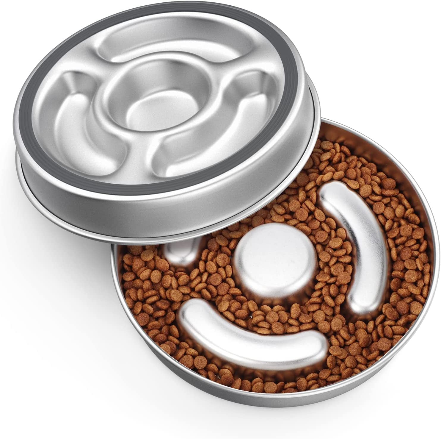 Pet Stainless Steel Slow Feeding Bowl Neck Protector Design