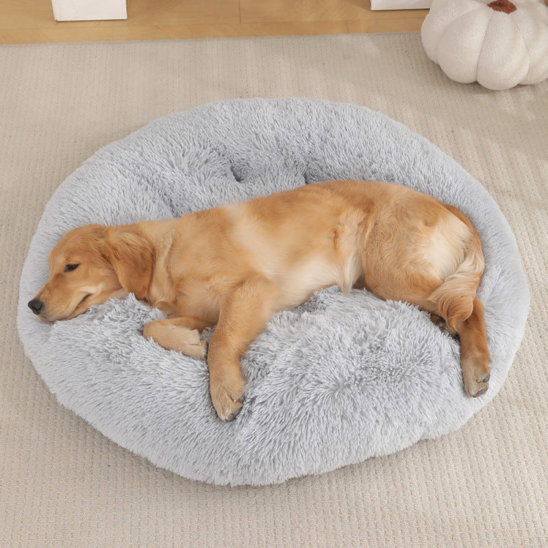 Plush Round Pet Bed Warm Sleeping Mat Cushion