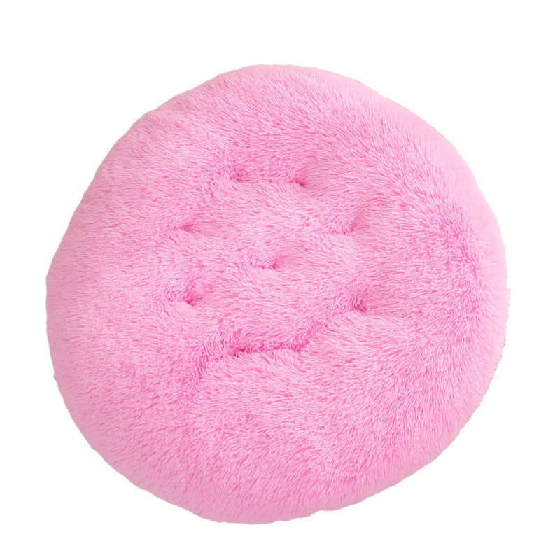 Plush Round Pet Bed Warm Sleeping Mat Cushion