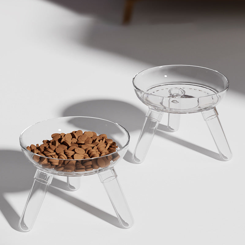 Pet Transparent Glass Anti Knock Feeding And Drinking Bowl